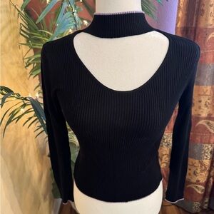 Topshop Black Ribbed Cutout Sweater